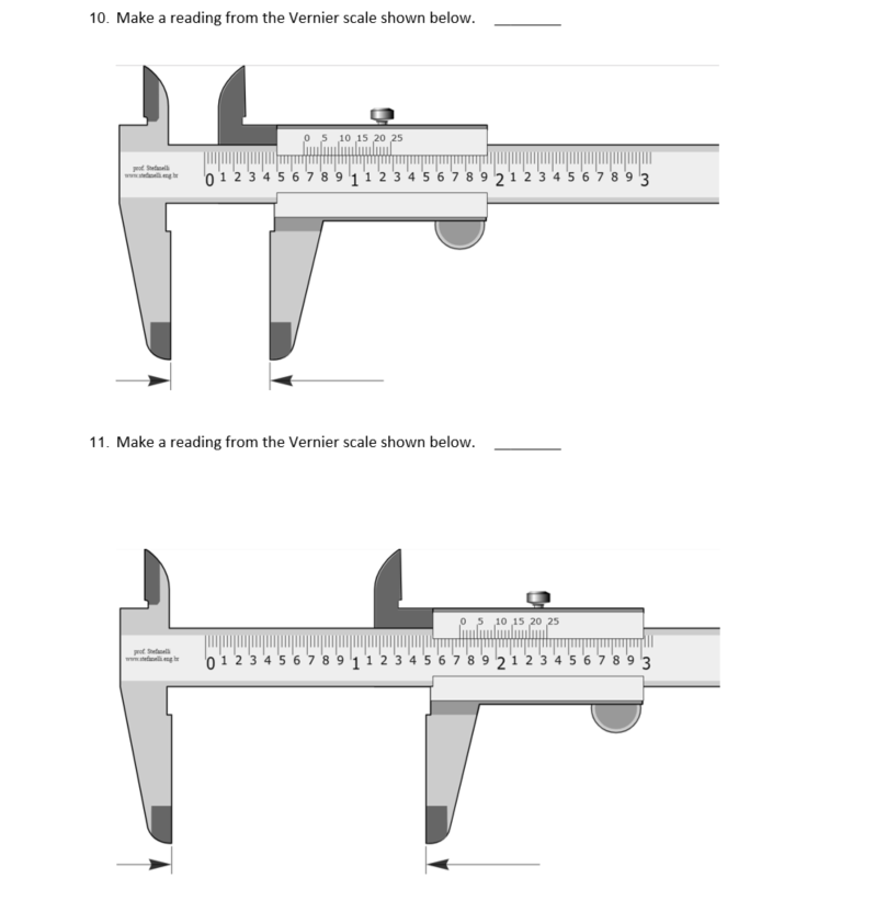 Solved 12. Make a reading from the Vernier scale shown