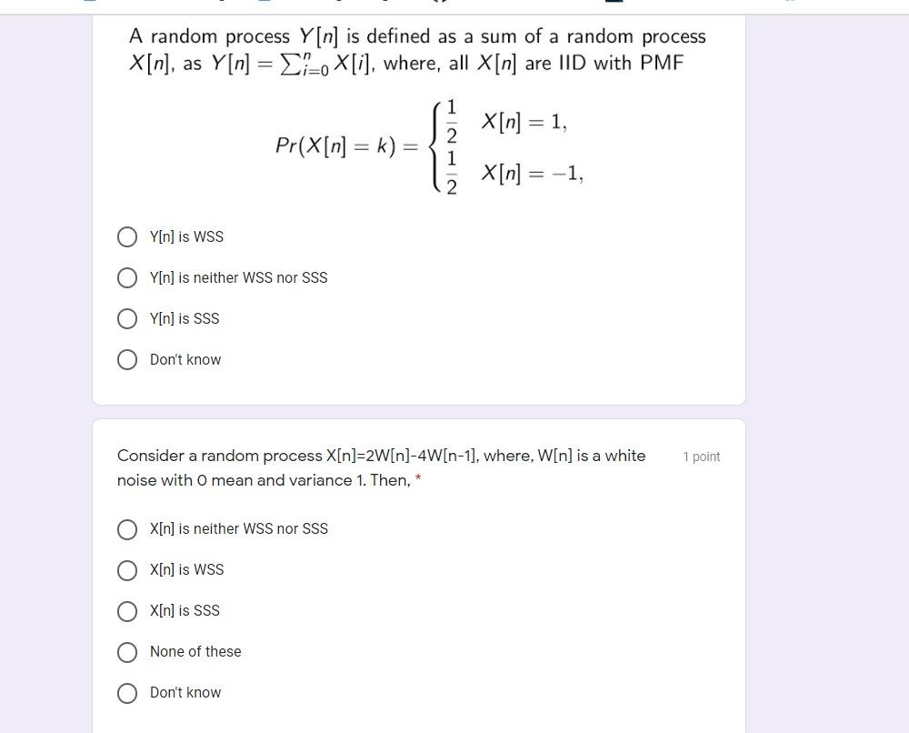 A Random Process Y N Is Defined As A Sum Of A Random Chegg Com