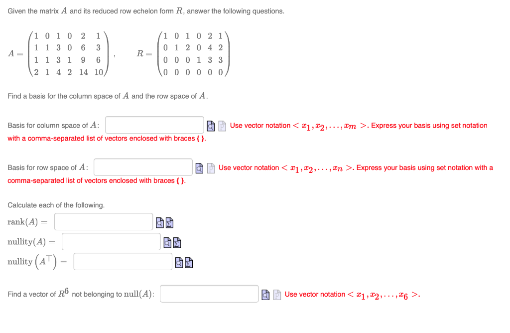 Solved Given the matrix A and its reduced row echelon form Chegg