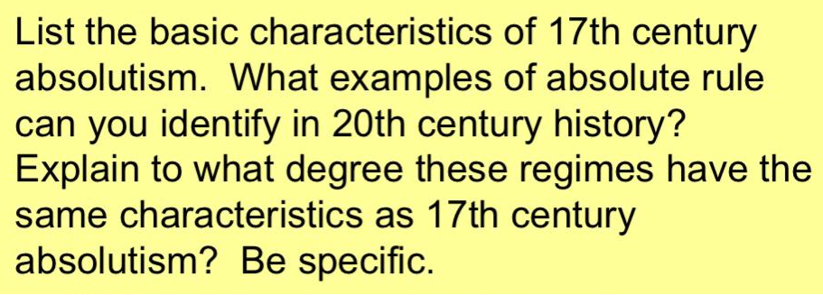 Solved List The Basic Characteristics Of 17th Century Chegg