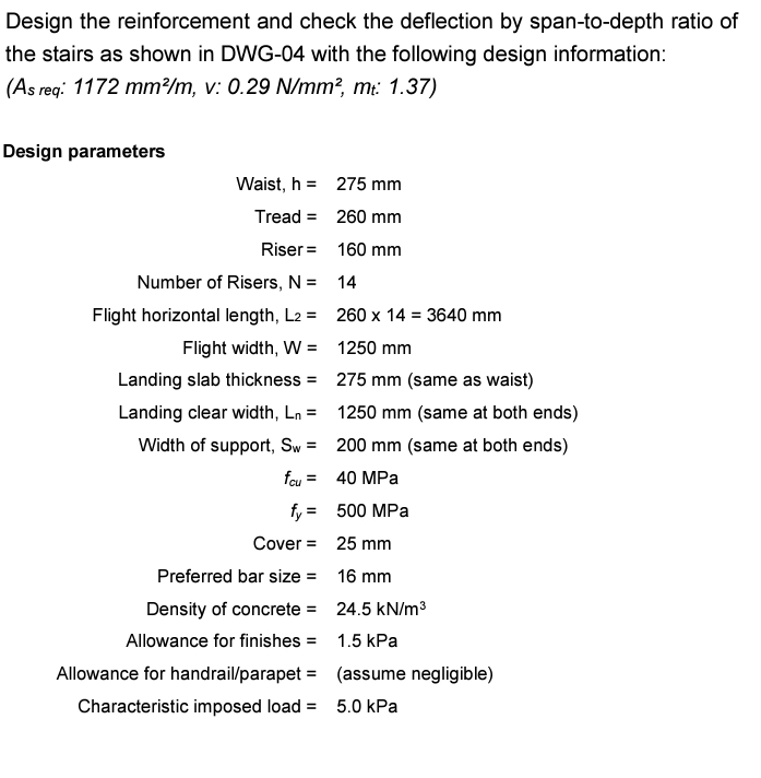 Solved Design the reinforcement and check the deflection by | Chegg.com