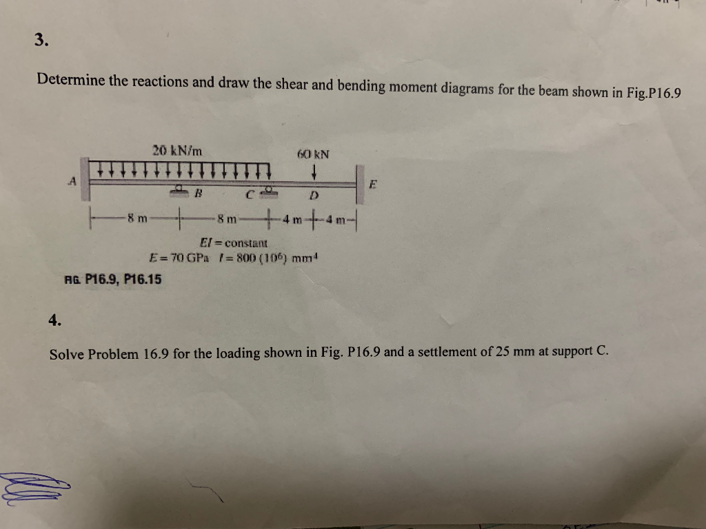 Solved Determine the reactions and draw the shear and | Chegg.com