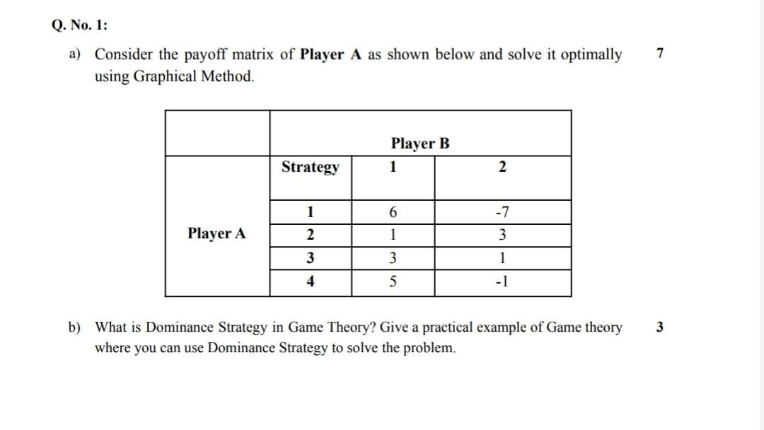 solved-q-no-1-7-a-consider-the-payoff-matrix-of-player-a-chegg