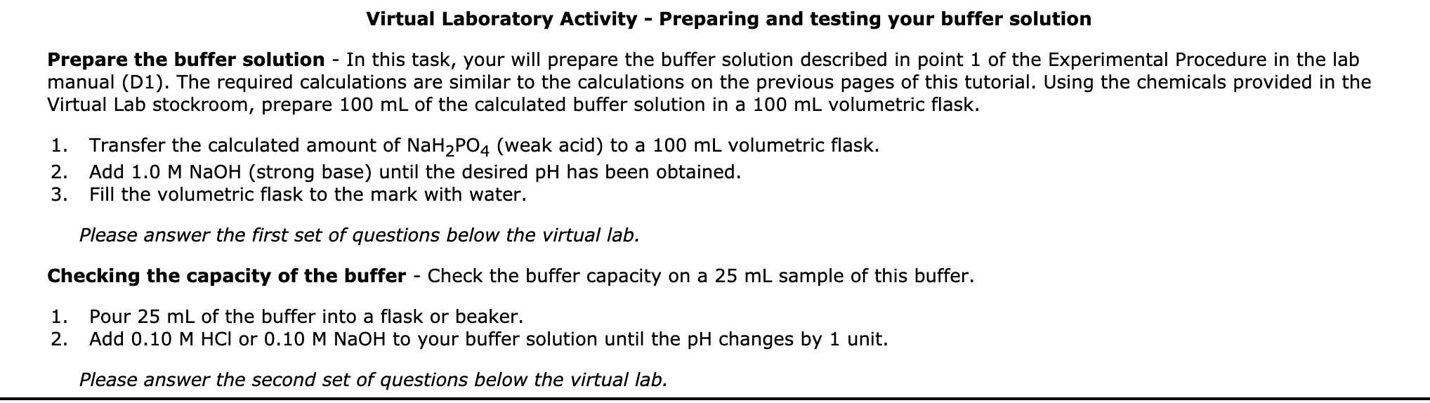 Virtual Laboratory Activity Preparing And Testing Chegg Com