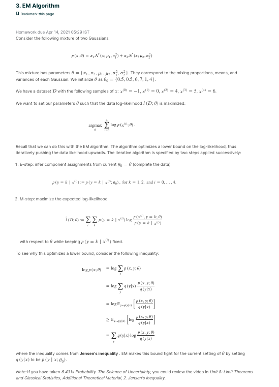 E-Step Weights 5 points possible graded For each of | Chegg.com