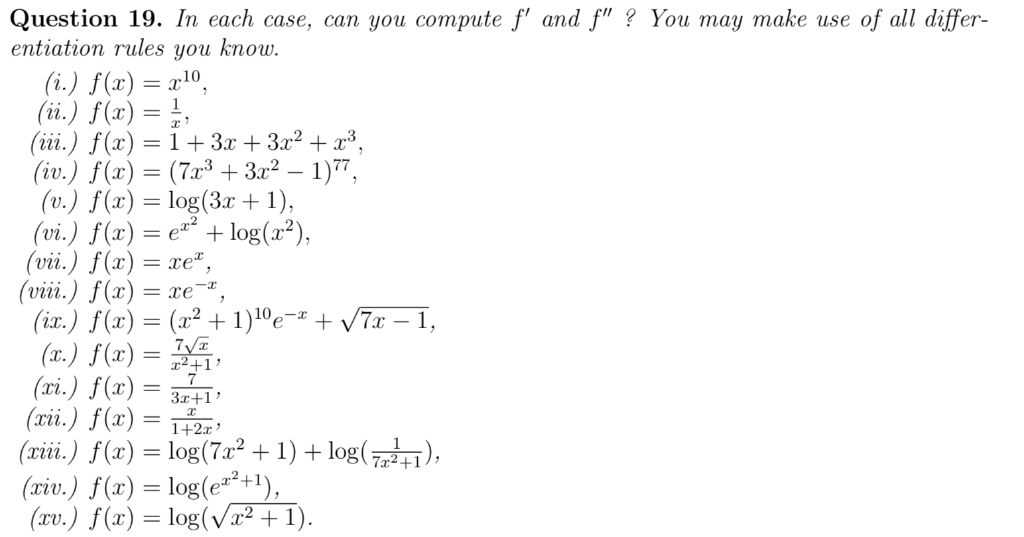 Solved Question 19. In each case, can you compute f' and f" | Chegg.com