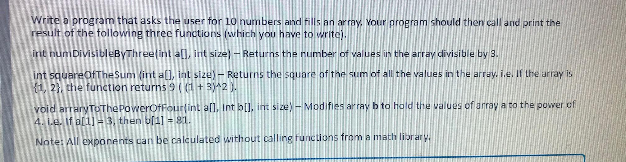 Solved Write a program that asks the user for 10 numbers and | Chegg.com