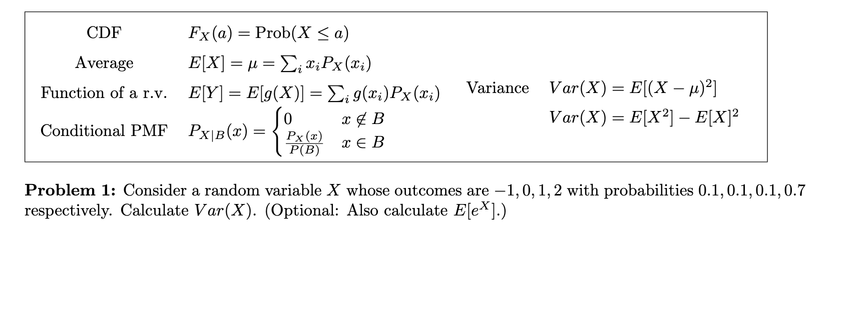 Solved Cdf Fx A Prob X A Average E X M Sa Px A Chegg Com