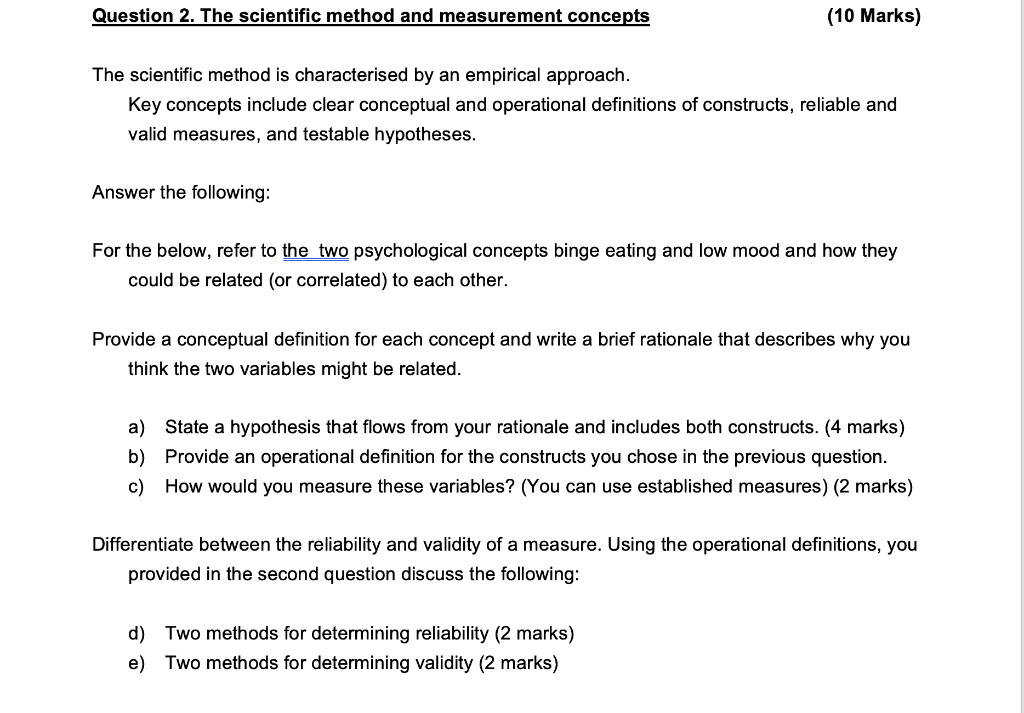 Solved Question 2. The scientific method and measurement | Chegg.com