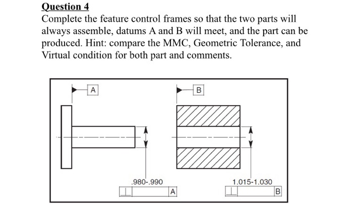 Solved Question4 Complete the feature control frames so that | Chegg.com