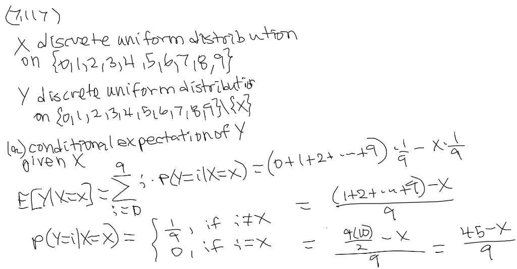 Solved where the x*(1/9) comes from? x: descrete uniform | Chegg.com