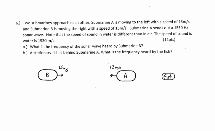 Solved 6.) Two Submarines Approach Each Other. Submarine A | Chegg.com