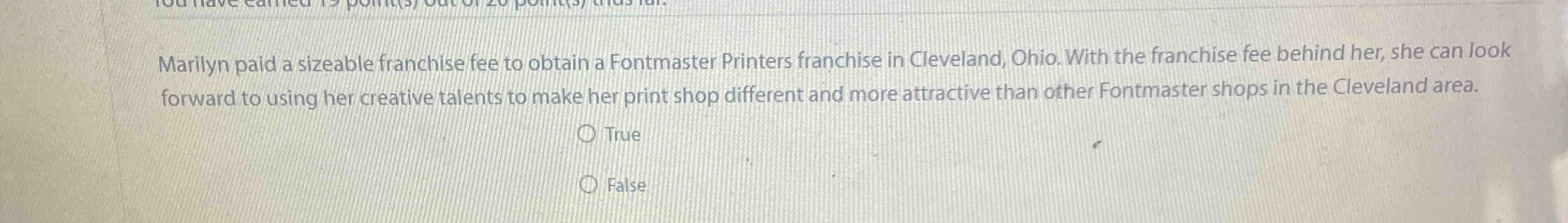 Solved Marilyn paid a sizeable franchise fee to obtain a | Chegg.com