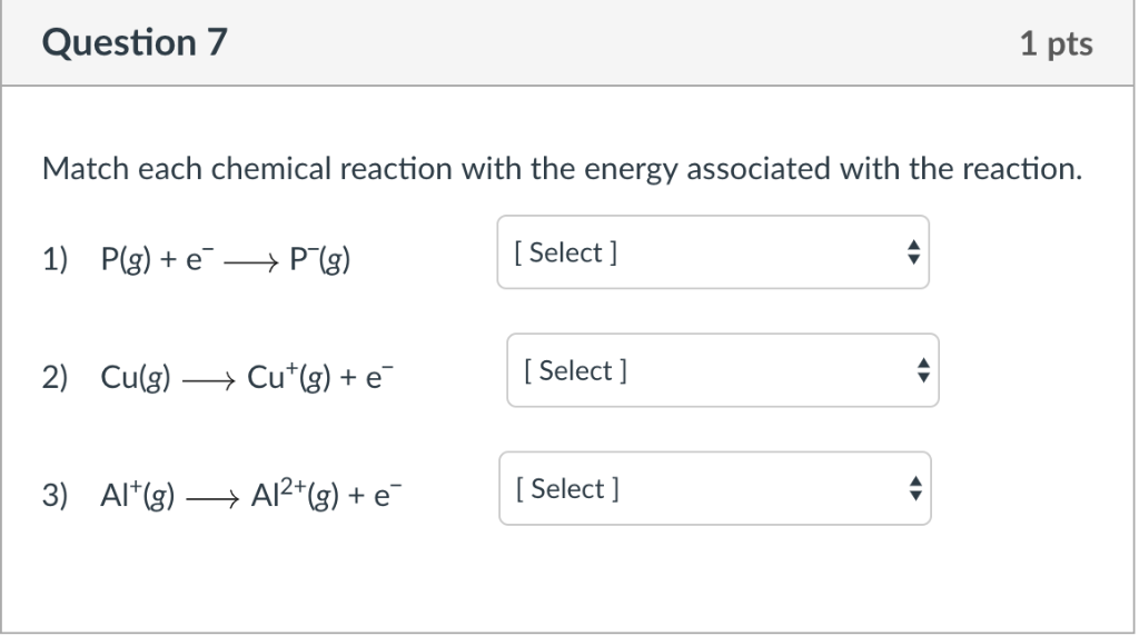 Solved Question 7 1 pts Match each chemical reaction with | Chegg.com