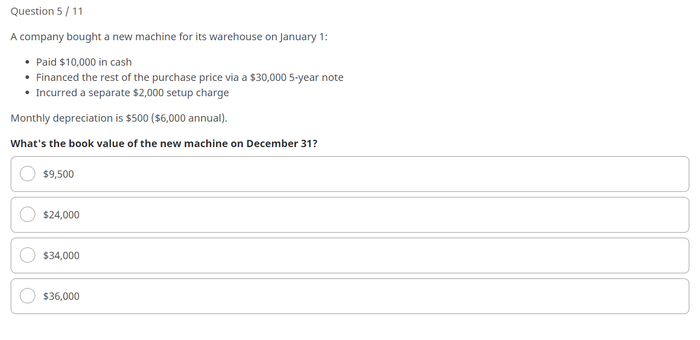 Solved Question 5/11 A company bought a new machine for its 