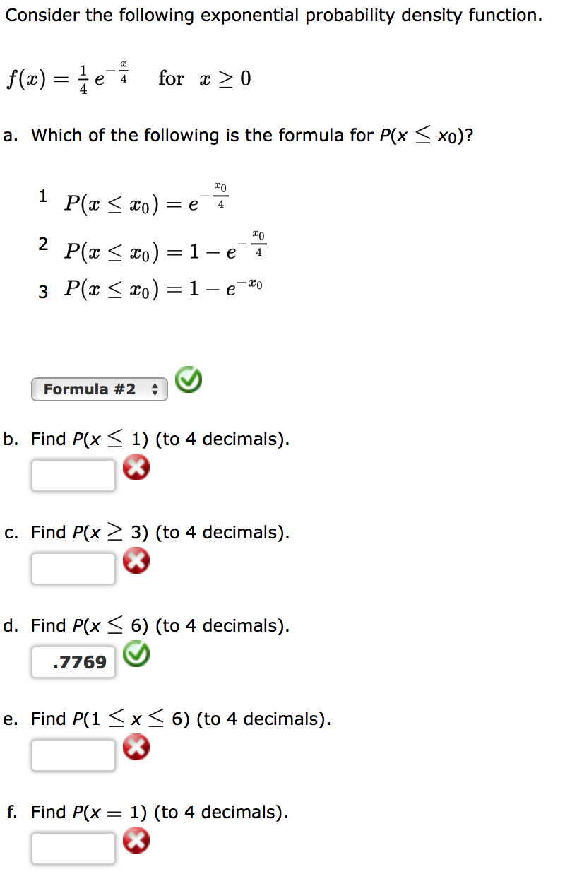 Solved Consider The Following Exponential Probability Chegg Com