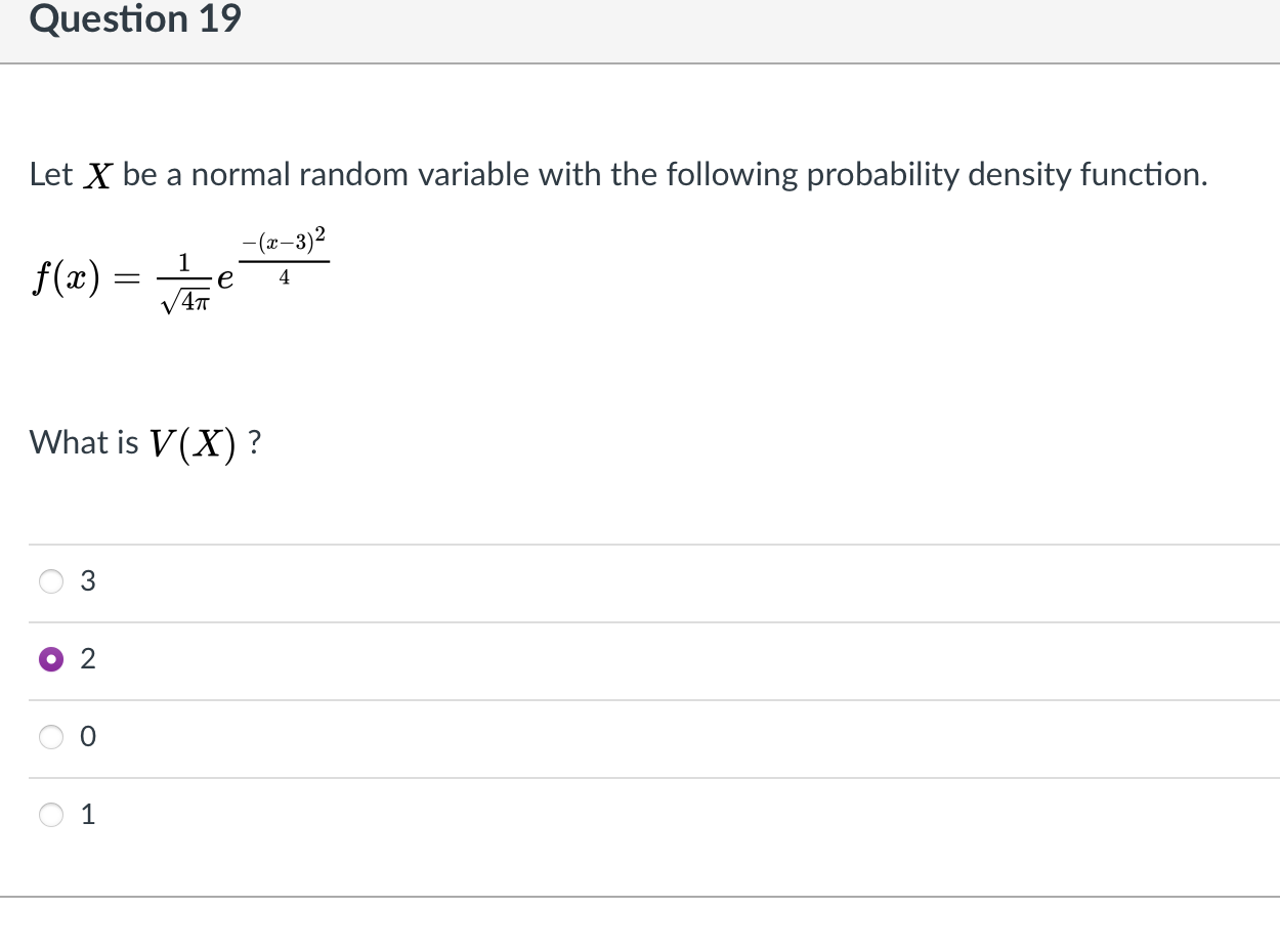 Solved Question 20 Let X be a normal random variable with u | Chegg.com