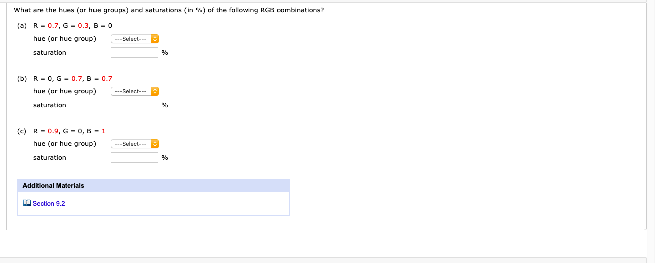 Solved What Are The Hues (or Hue Groups) And Saturations (in | Chegg.com
