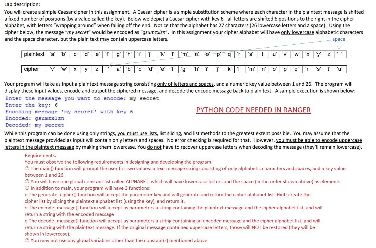 Solved Project 5: Ciphers In this assignment you will