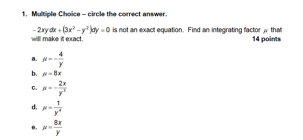 Solved 1. Multiple Choice - circle the correct answer. + - | Chegg.com