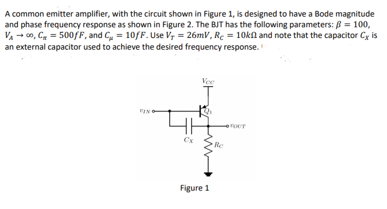 Solved A common emitter amplifier, with the circuit shown in | Chegg.com