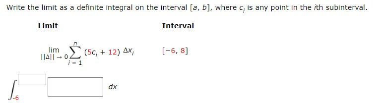 Limit Interval Solved Write the limit as a definite integral on the | Chegg.com