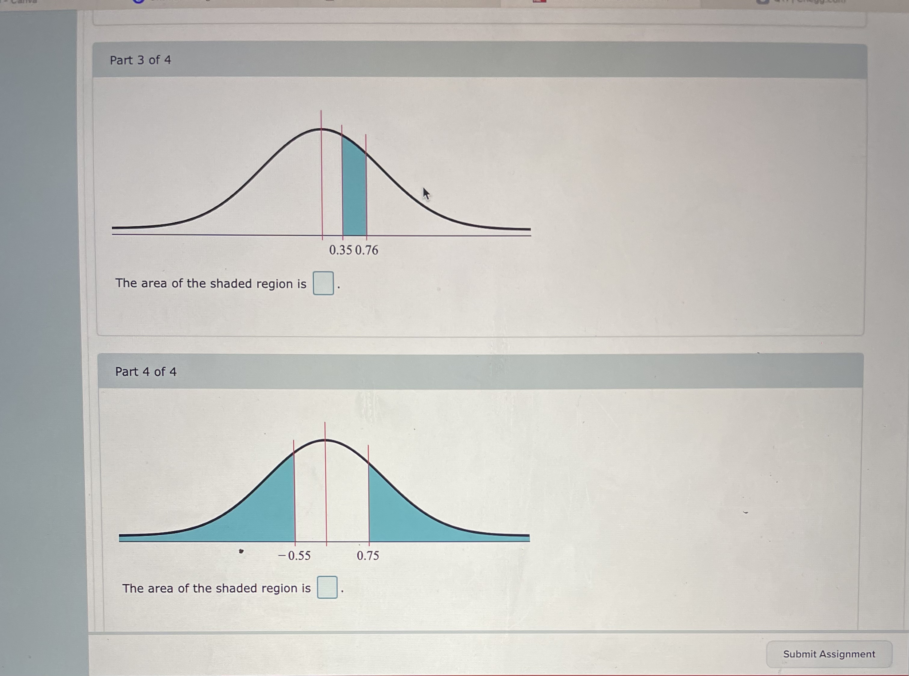 solved-find-each-of-the-shaded-areas-under-the-standard-chegg