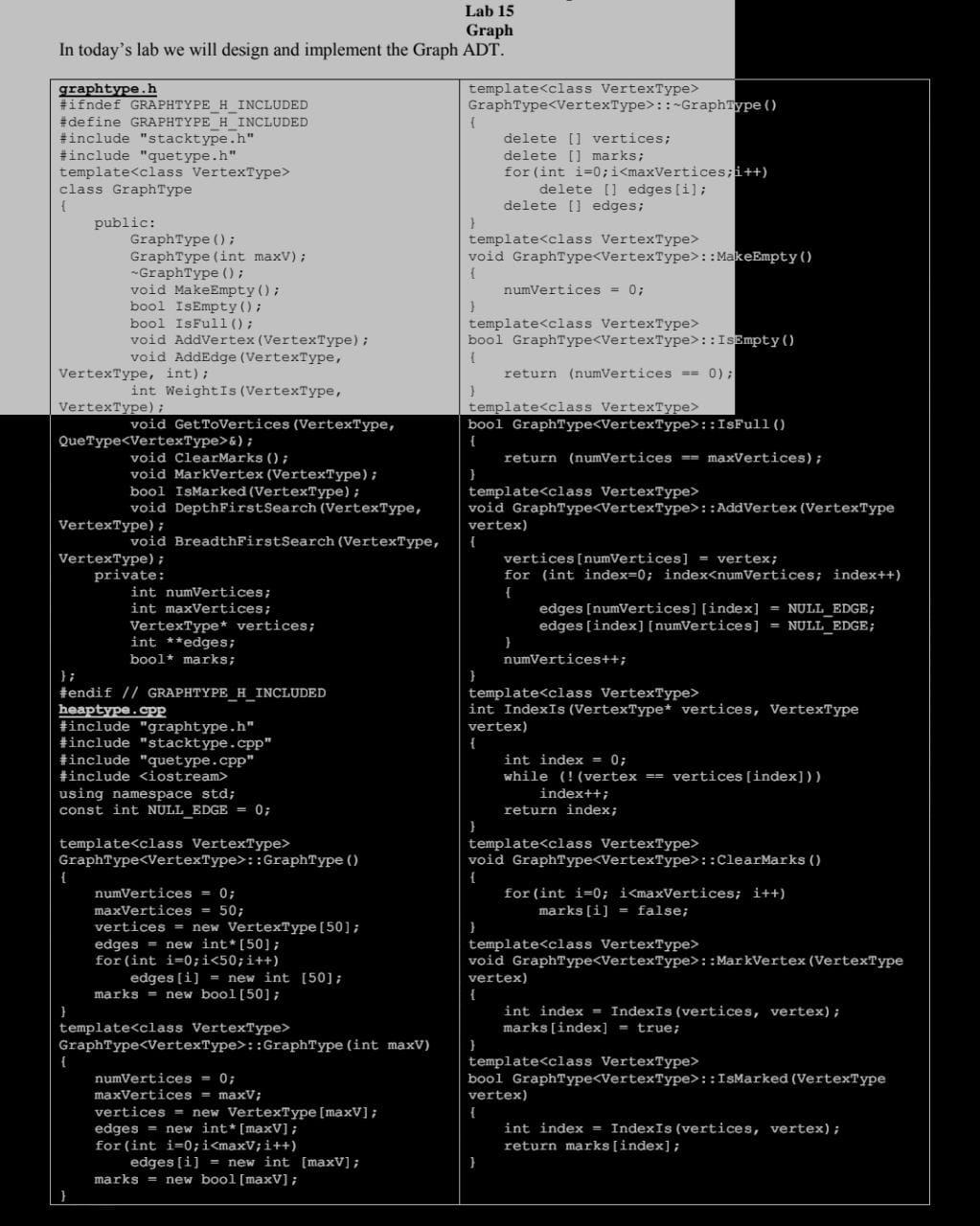 Solved Lab 15 Graph In today's lab we will design and | Chegg.com