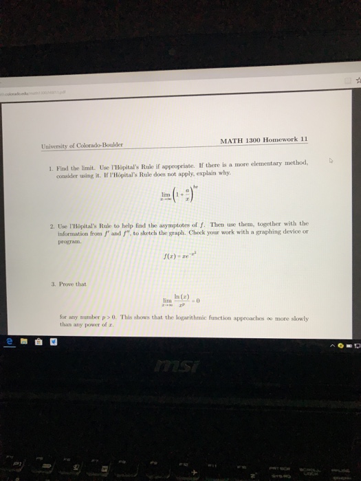 Solved MATH 1300 Homework 11 University of Colorado-Boulder | Chegg.com