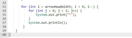 Solved This program outputs a downwards facing arrow | Chegg.com