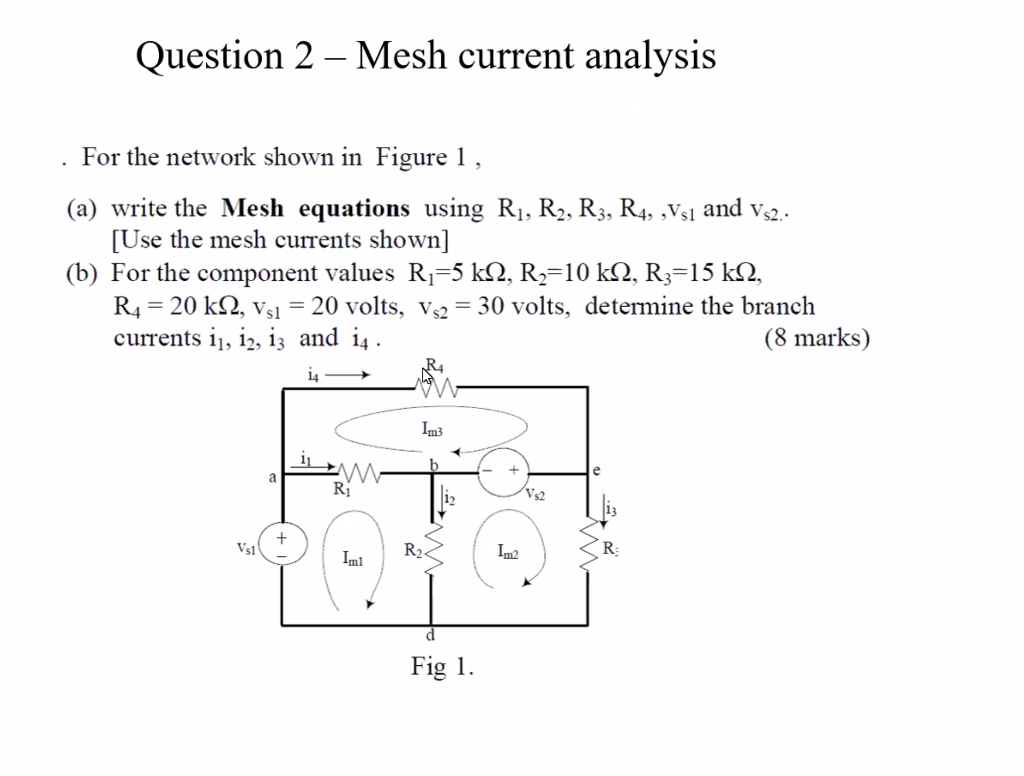 Solved Question 2 - Mesh current analysis For the network | Chegg.com