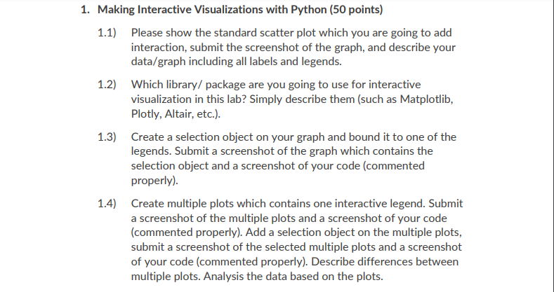 1. Making Interactive Visualizations with Python (50 | Chegg.com