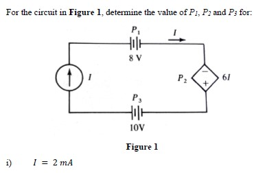 Solved For the circuit in Figure 1. determine the value of | Chegg.com