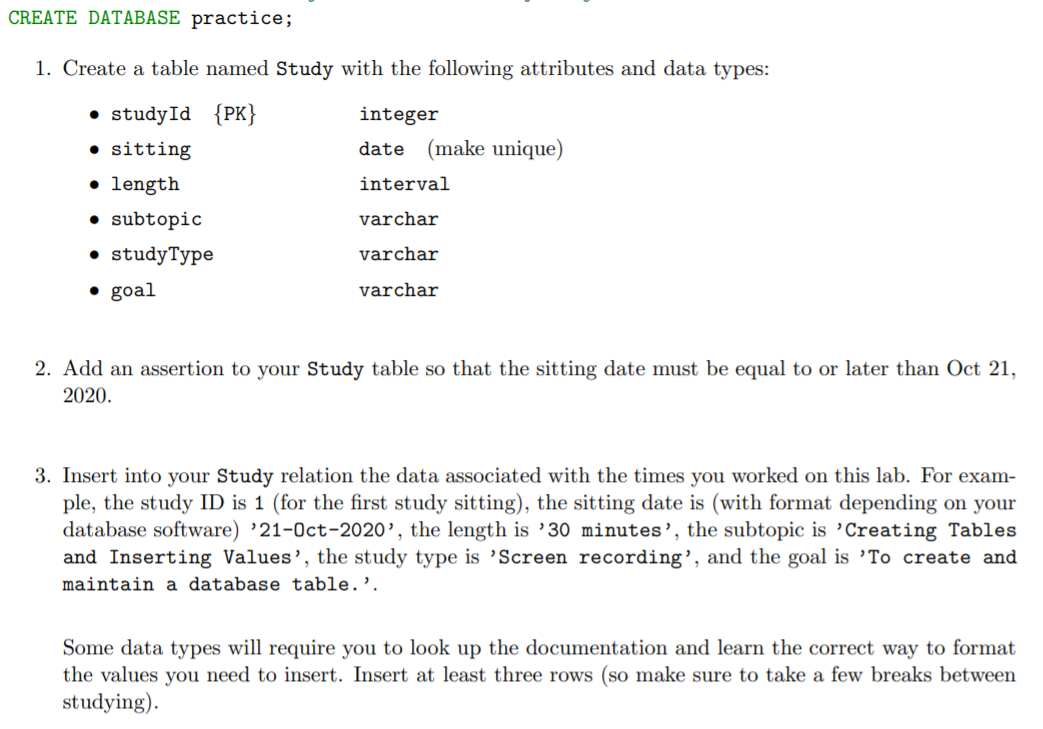 Solved 1- use the TIME data type instead of the | Chegg.com