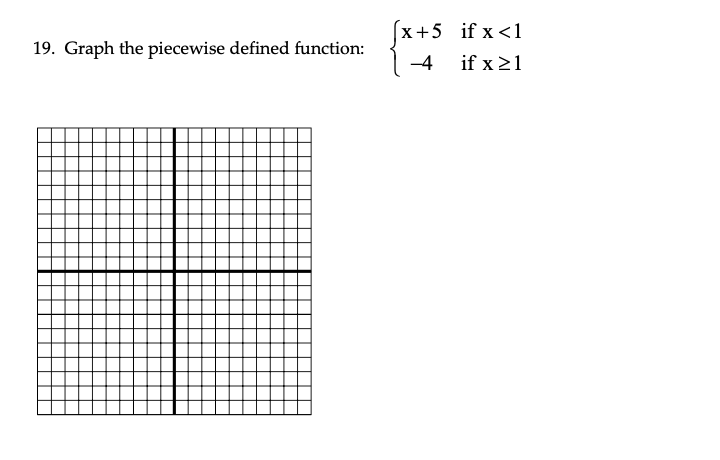 Solved 19. Graph the piecewise defined function: fx+5 if x | Chegg.com