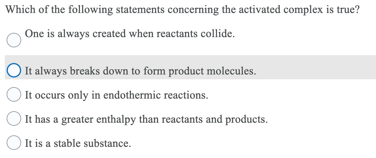 Solved Which of the following statements concerning the | Chegg.com