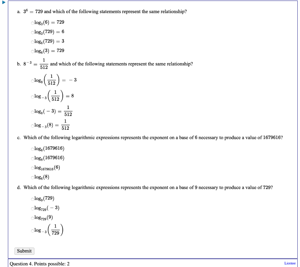 Solved a. 38 = 729 and which of the following statements | Chegg.com