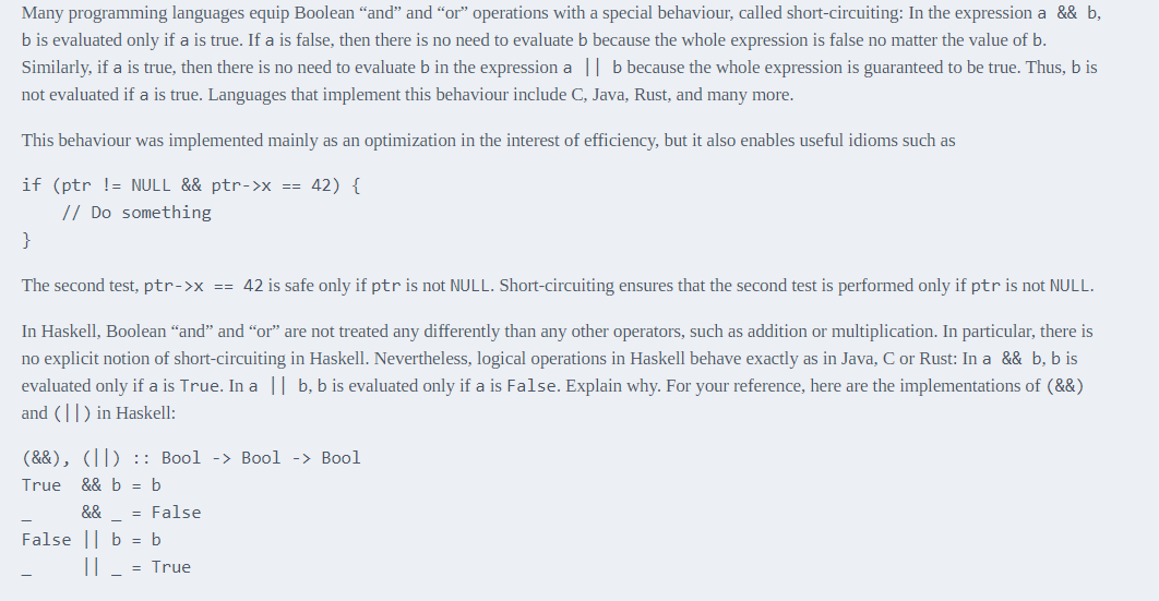 Solved Many programming languages equip Boolean “and” and | Chegg.com