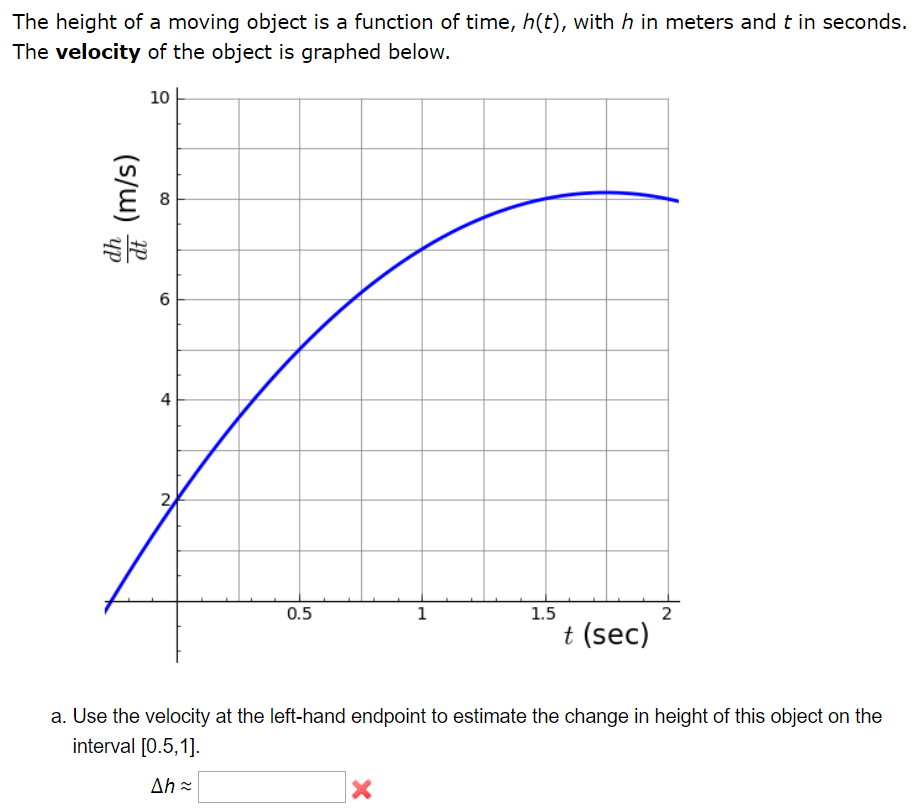Solved The height of a moving object is a function of time, | Chegg.com