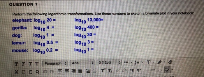 Solved QUESTION 7 Perform the following logarithmic | Chegg.com
