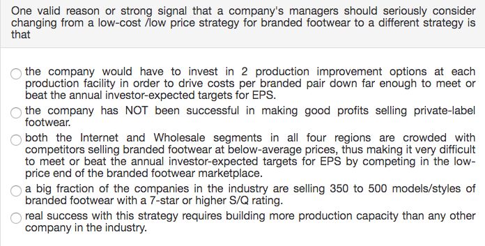 Solved One valid reason or strong signal that a company's | Chegg.com