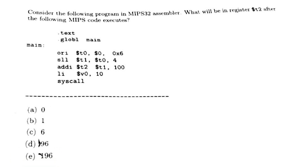 Solved Consider The Following Program In The Following MIPS | Chegg.com