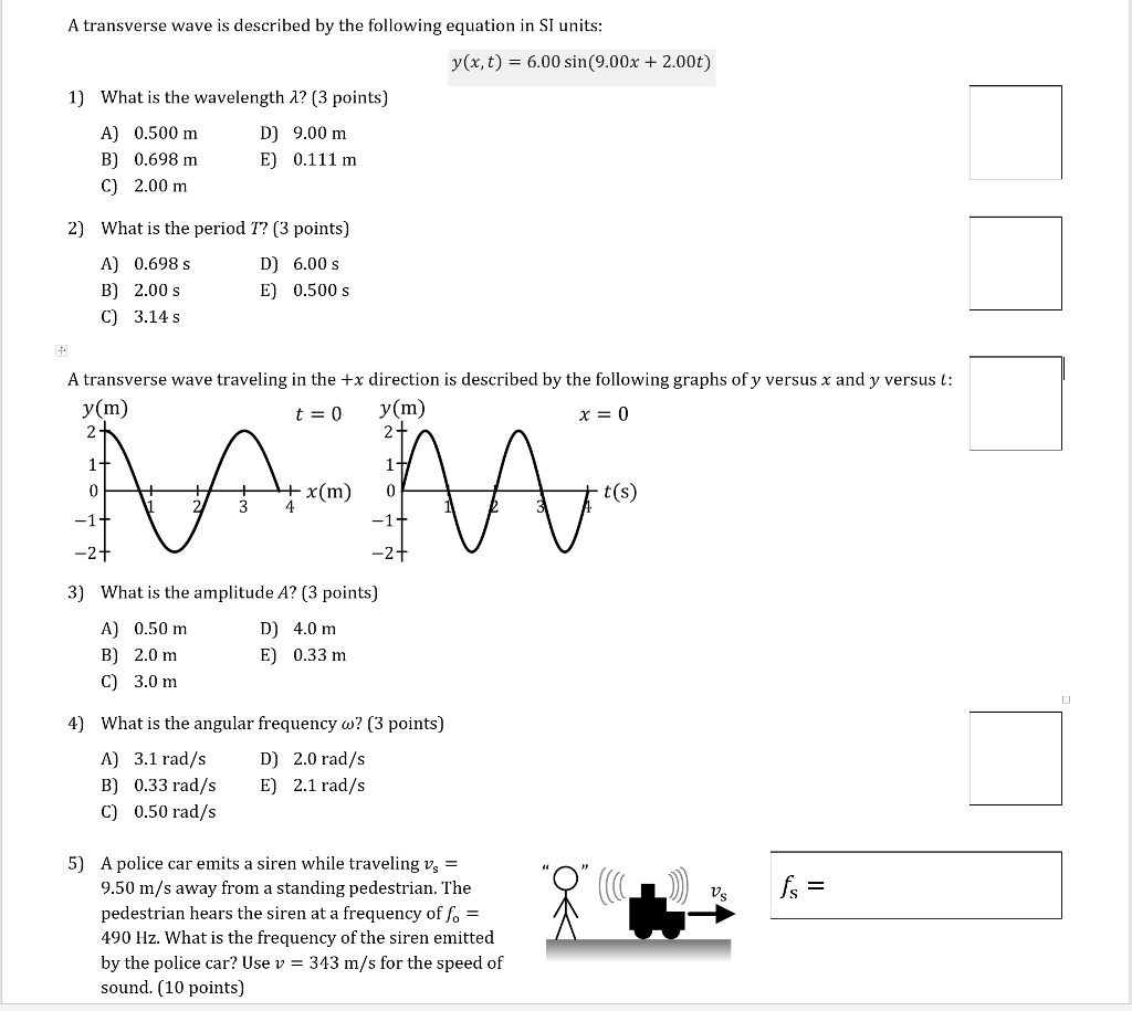 Solved A transverse wave is described by the following | Chegg.com