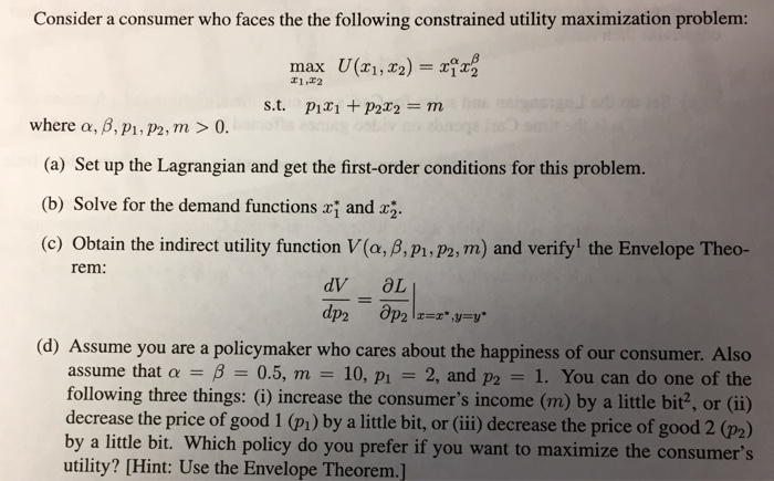 Solved Consider a consumer who faces the the following | Chegg.com