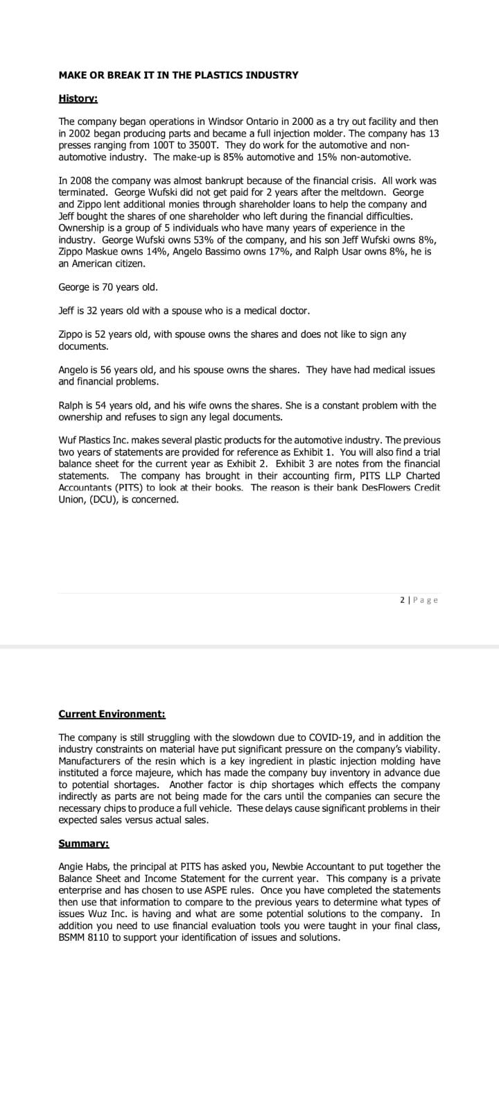 MAKE OR BREAK IT IN THE PLASTICS INDUSTRY History