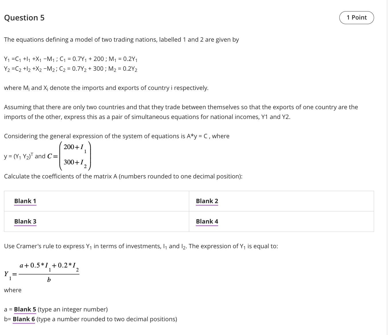 Solved The equations defining a model of two trading | Chegg.com