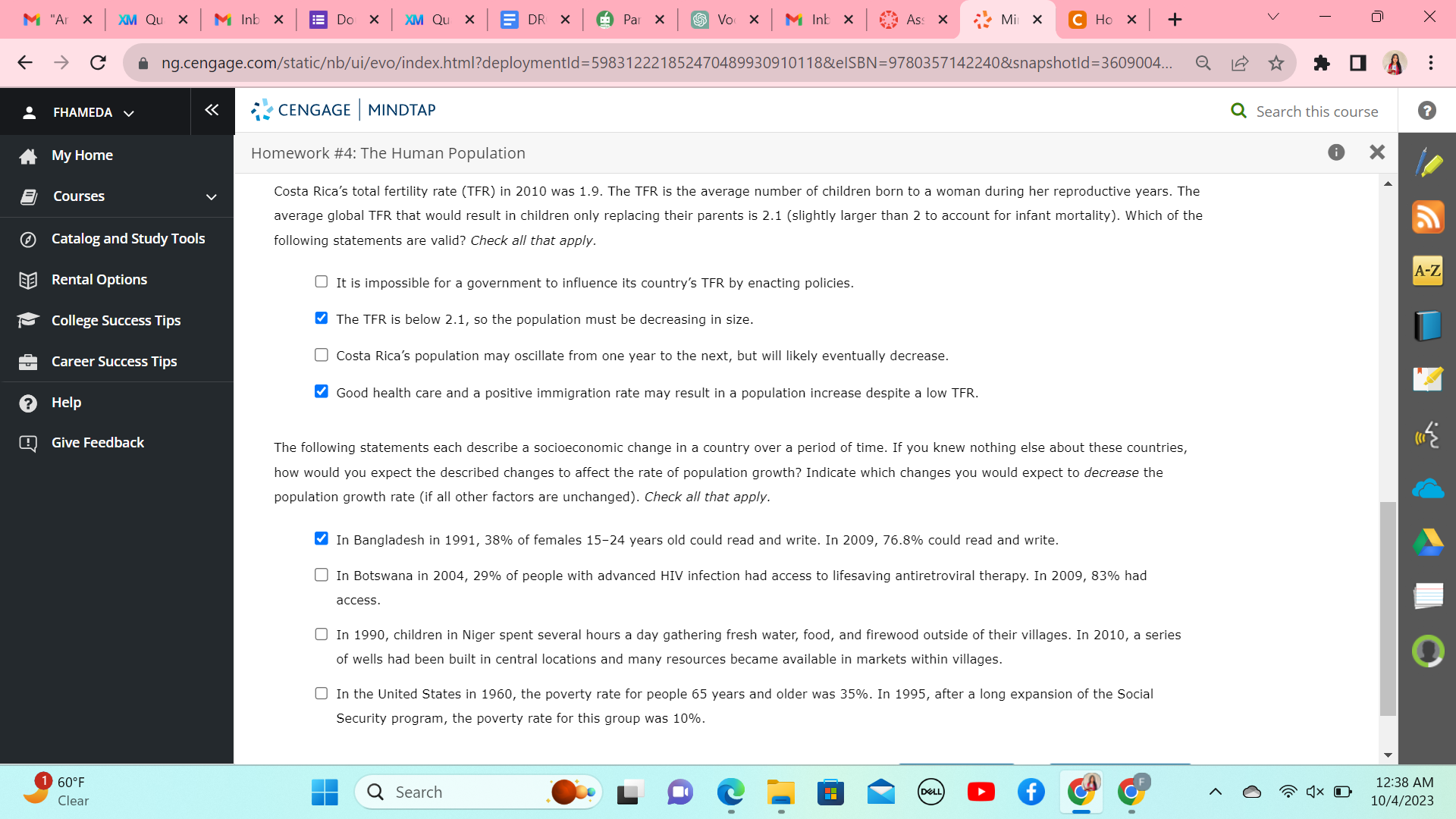 Solved Costa Ricas Total Fertility Rate Tfr In 2010 Was 