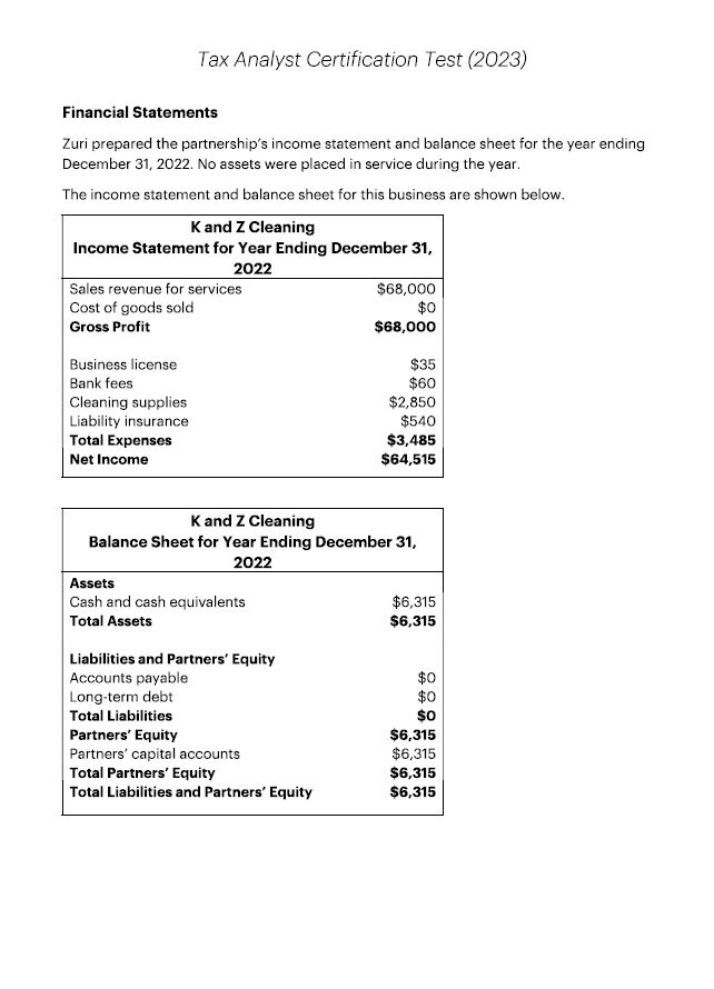 Solved Tax Analyst Certification Test (2023)\r\nTax Analyst