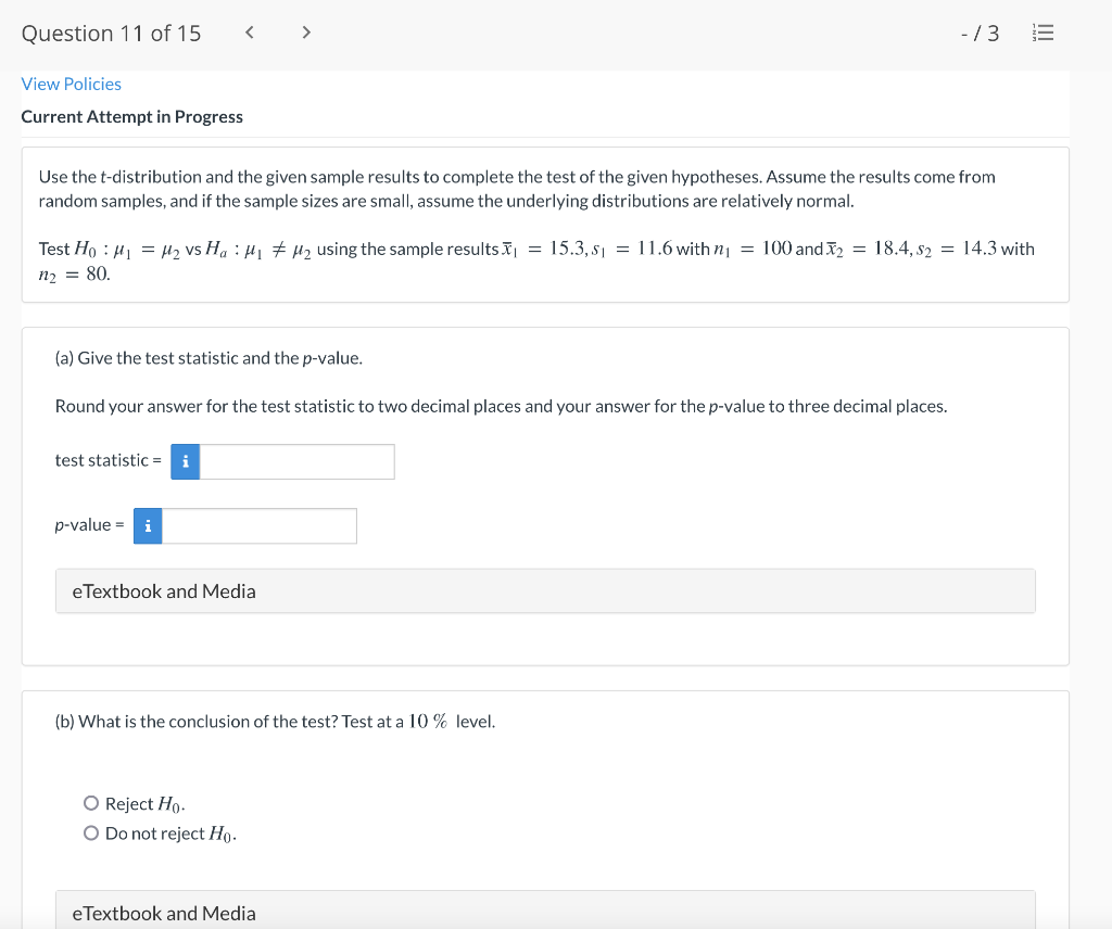 Solved Question 11 of 15 -/3 E III View Policies Current | Chegg.com