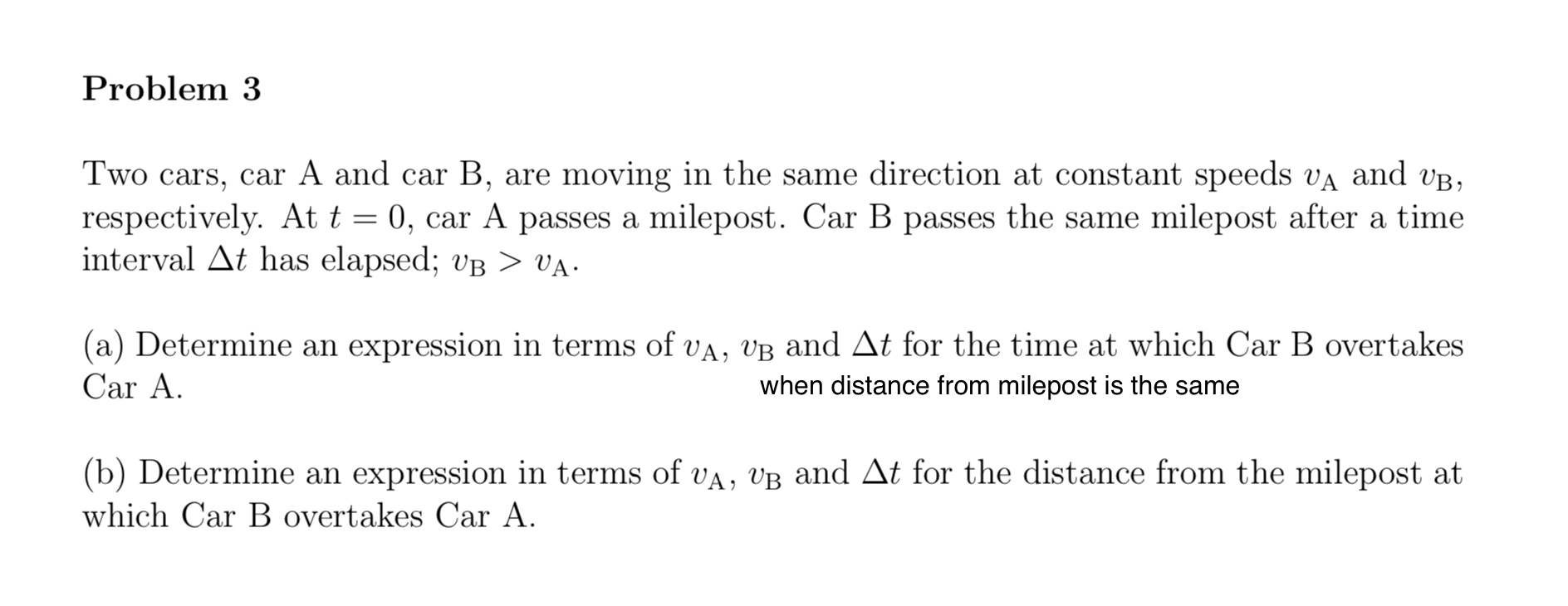 Solved Problem 3 Two Cars, Car A And Car B, Are Moving In | Chegg.com